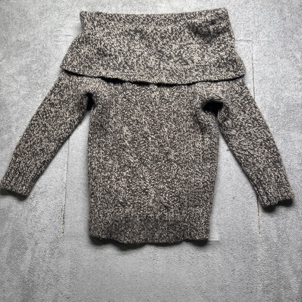 Express cowl neck cozy soft knit sweater brown‎ angora cashmere blend medium